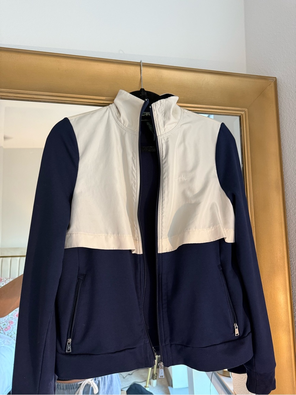 Ralph Lauren Navy and Cream Colorblock Active Jacket